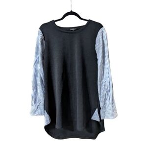 Lane Bryant Mixed Media Stripe Sleeve Top, Size 14/16